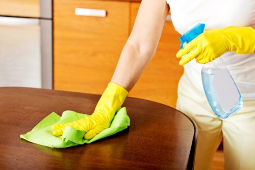 Professional carpet cleaning process in progress with equipment